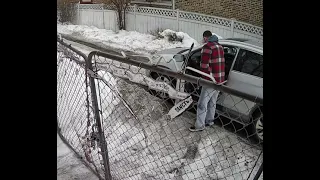 Stranger takes a bathroom break outside the driveway