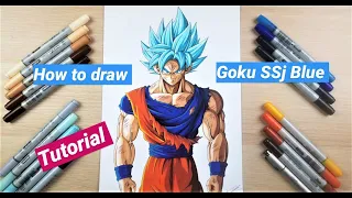 How to Draw Goku SSj Blue Battle Damaged | Step by Step Tutorial