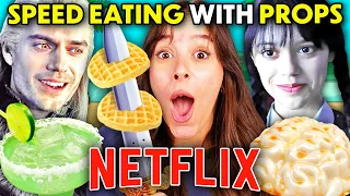 Speed Eating With Props - Netflix! (Wednesday, The Witcher, Stranger Things)