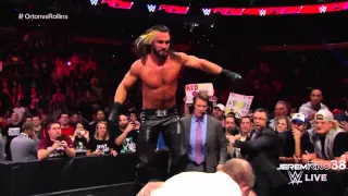 Seth Rollins Curb Stomp Randy Orton Through the Announce Table - Raw - November 3, 2014