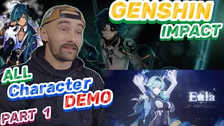 REACTING TO ALL GENSHIN IMPACT CHARACTER DEMO`S - PART 1 - FIRST TIME REACTION