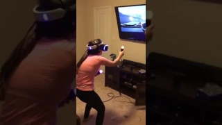 My wife Playing The London Heist on PS VR