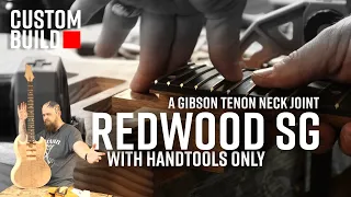 Ep 10 - Carving a Gibson Neck Tenon Joint with a CHISEL! - Redwood SG.