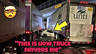 6 Truck Drivers Speeding In The Snow & Following To Close Crash Into Eachother At Full Speed 😵