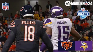 Madden 24 Rome Odunze Bears vs Dallas Turner Vikings (Madden 25 Updated Roster) 2024 Sim Game Play