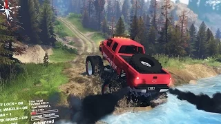 MUDDING CHALLENGE 2! Ford Monster Truck 4x4 Off-Roading! (SpinTires Mods)