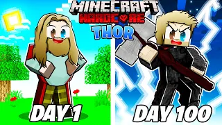 Surviving 100 Days as THOR in HARDCORE MINECRAFT!!