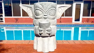 Cement Craft Idea. Concrete Art Statue- Baby Yoda-Grogu-Star Wars Tiki