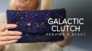 Wet Felting a Galactic Space Clutch with Sequins, Glitter & Beads + Template