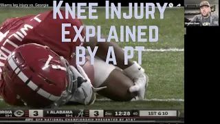 Jameson Williams Knee Injury.  Torn ACL, MCL in Alabama vs Georgia National Championship Game
