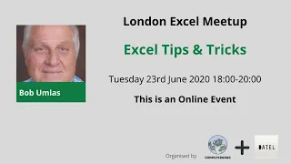 Excel Tips & Tricks from the Maestro - 23rd June 2020