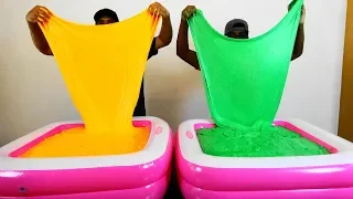 Epic Super Duper Fluffy Two Pool Full Of DIY Slime Challenge
