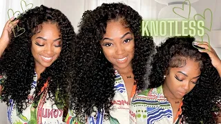 NEW!! Bye Bye Knots wig Curly & Glueless for a super easy install ft. Unice Hair