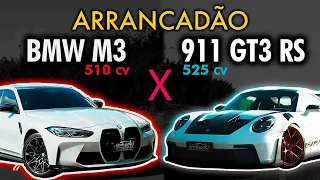 PORSCHE 911 GT3 RS x BMW M3! Qual motor 6 cilindros leva a melhor no Arrancadão? Turbo ou aspirado?