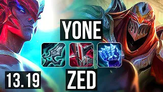 YONE vs ZED (MID) | 7/1/7, 300+ games, Dominating | KR Master | 13.19