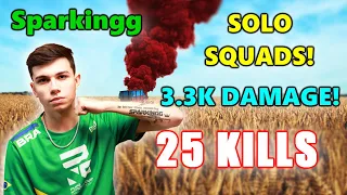 Sparkingg - 25 KILLS (3.3K DAMAGE) - SOLO SQUADS! - PUBG