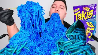 EATING THE WORLD'S SPICIEST BLUE HEAT TAKIS FIRE NOODLES • Mukbang & Recipe