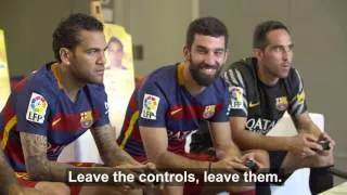 BEHIND THE SCENES - FC Barcelona players enjoy themselves with FIFA 16