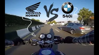 Honda Hornet vs BMW 540i Race