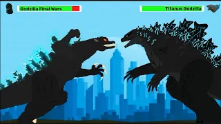 [DC2] Titanus Godzilla 2021 vs Godzilla Final Wars 2004 | ANIMATION with healthbars