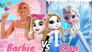 MY Talking Angela 2 || frozen of Elsa ❄️🌨️ Vs Barbie 🩷🔮 cosplay 💖✨ New update gameplay ✨