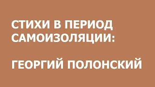 СТИХИ В ПЕРИОД САМОИЗОЛЯЦИИ: ГЕОРГИЙ ПОЛОНСКИЙ