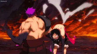 Luffy belly punch and spits water