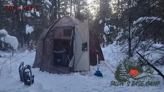 Surviving Overnight in -20°C (-4°F) - Hot Tent Winter Camping