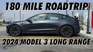 180 Mile Roadtrip with the 2024 Tesla Model 3 Long Range: Can It Go On One Charge?