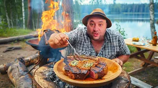 Delicious Grilled Beef Steak Recipe in Rural Life | Outdoor Cooking