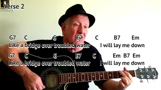 Bridge Over Troubled Water GUITAR LESSON play-along chords and lyrics  (Simon and Garfunkel cover)