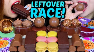 ASMR LEFTOVER DESSERT RACE! MILKA OREO CHOCOLATE, PROFITEROLES, MINI DOVE ICE CREAM, JELLY, GUMMY 먹방