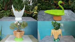 Diy 4 Beautiful Project Cement Pot Planters At Home Garden / My Creation And Design Pot