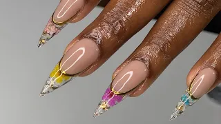 How To Encapsulate Flowers With Gelx Nails | Chrome Nails | Spring Nails 2024