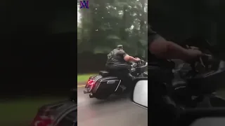 Harley Davidson crashes into the floods