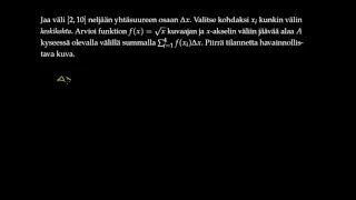 Määrätyn integraalin määritelmä (sqrt(x) suorakulmioiden summa