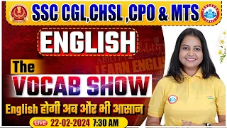 SSC CGL & CHSL 2024, CPO English Class, English Vocabulary Class 82, The Vocab Show By Kiran Mam