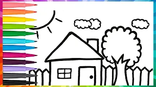 How to draw farm house and animals drawing for kids and toddlers