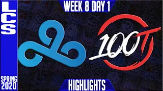 C9 vs 100 Highlights | LCS Spring 2020 W8D1 | Cloud9 vs 100 Thieves