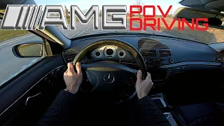 Mercedes-Benz E 55 AMG W211 580hp - POV DRIVING "LOUD!" (external mic)