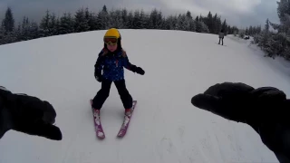 2017-01-26 Marysia - Nauka jazdy na nartach z Kacprem - lekcja 6 - Małe Skrzyczne