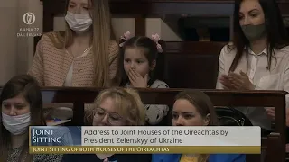 Ukrainian 5-year-old Anastasia welcomed to Dáil Éireann