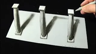 How it Possible? - Drawing 3D Columns Illusion on Paper - By Vamos