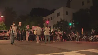 Police use pepper spray on student protesters during arrests at George Washington University