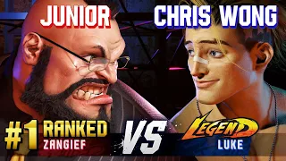 SF6 ▰ JUNIOR (#1 Ranked Zangief) vs CHRIS WONG (Luke) ▰ Ranked Matches