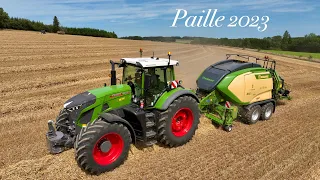 Lohnunternehmen Reiff: Pressage de paille 2023/ FENDT ONE 942 / KRONE BIG PACK 1290 VC