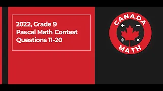 2022, Grade 9, Pascal Math Contest, Questions 11-20