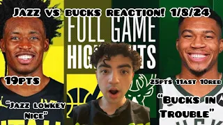 JAZZ DISMANTLE BUCKS!😱 Utah Jazz vs Milwaukee Bucks Full Game Highlights January 8, 2024 REACTION