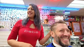 💈LADY BARBER KAROLINA Gives me a $15 HAIRCUT Fit for a KING. 🇪🇨🇺🇸 (ASMR)