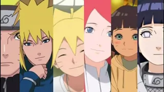 Naruto, Minato, Boruto, Kushina, Himawari and Hinata.